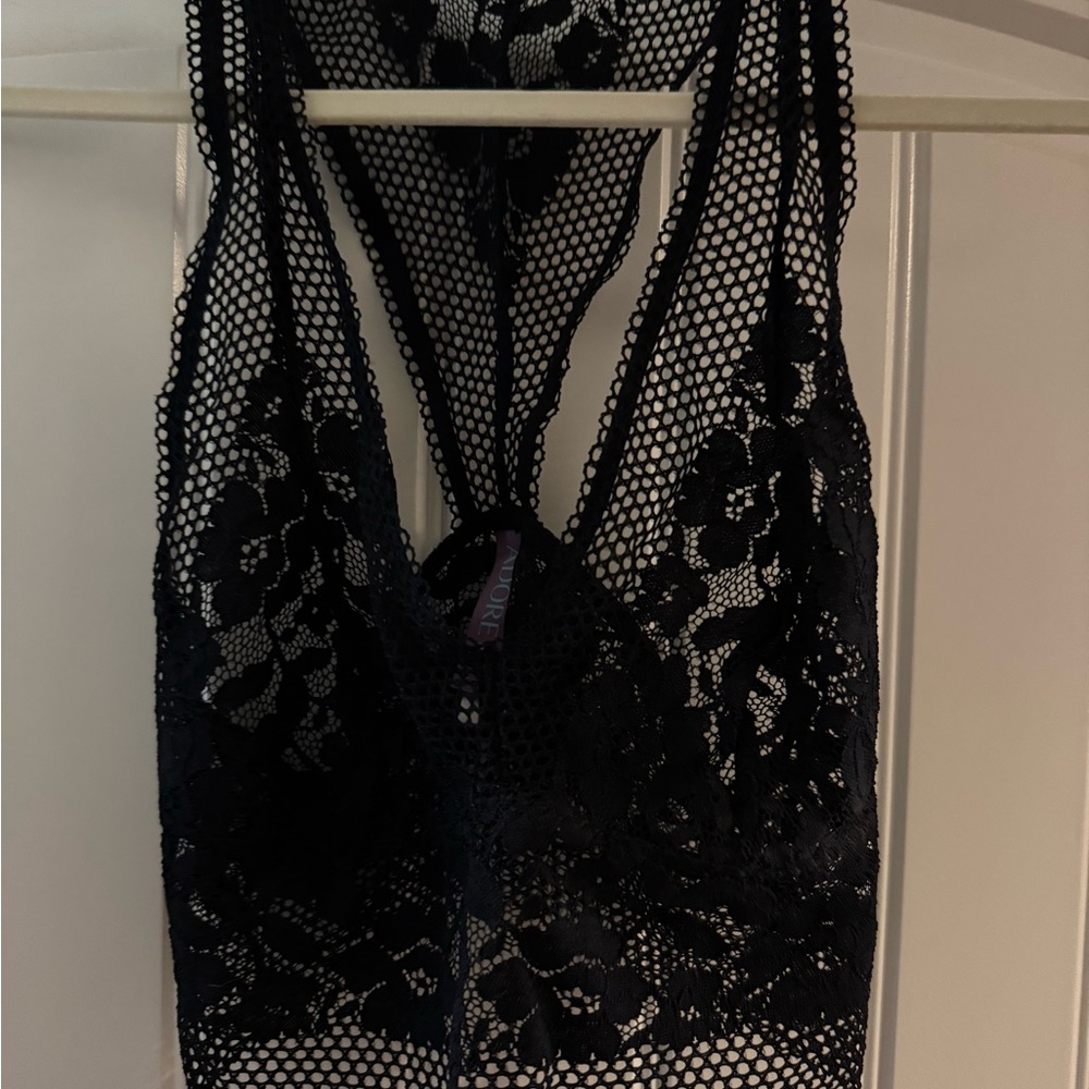 Adore Me black bra and panties set